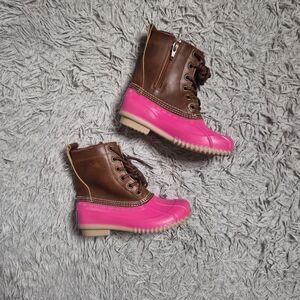 Girls Bass Duck Boots Duckling Boots Size 13 M Pink Brown Kids Leather Upper ✨️